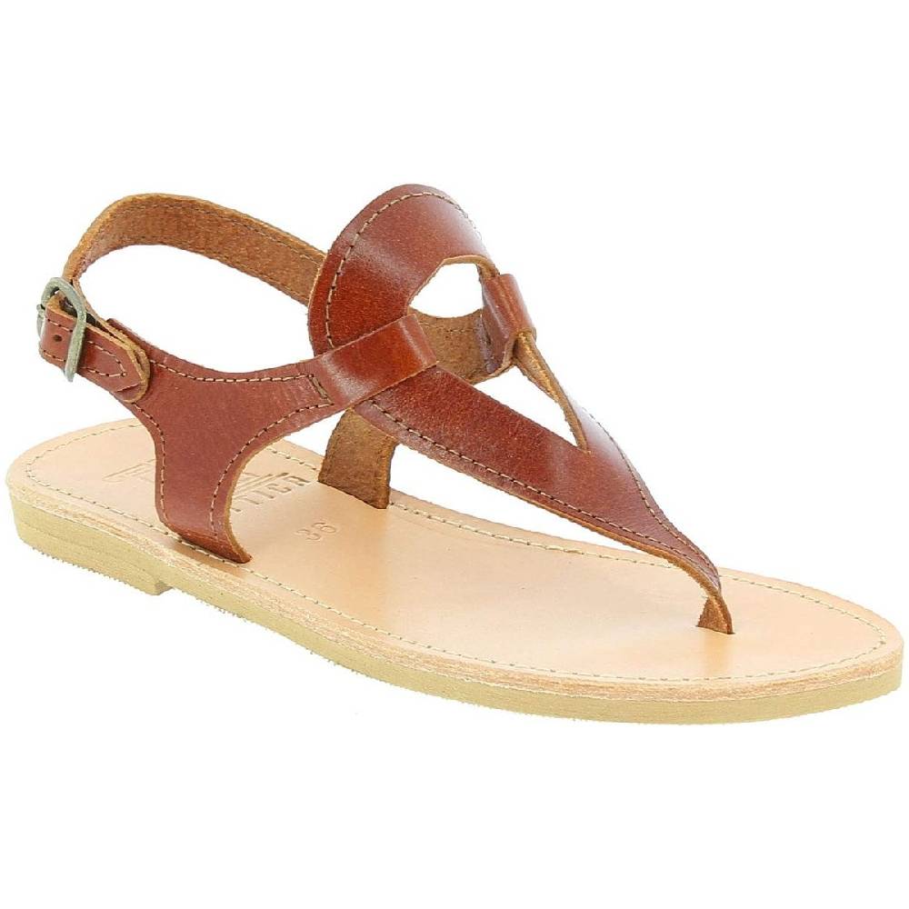 Lartigiano Del Cuoio Sandali infradito a goccia da donna fatti a mano in pelle di vitello marrone