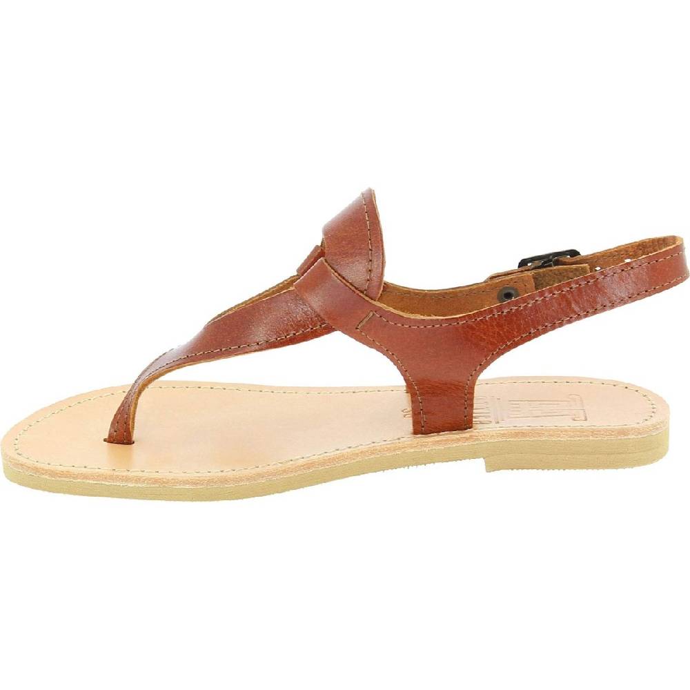 Lartigiano Del Cuoio Sandali infradito a goccia da donna fatti a mano in pelle di vitello marrone Economico