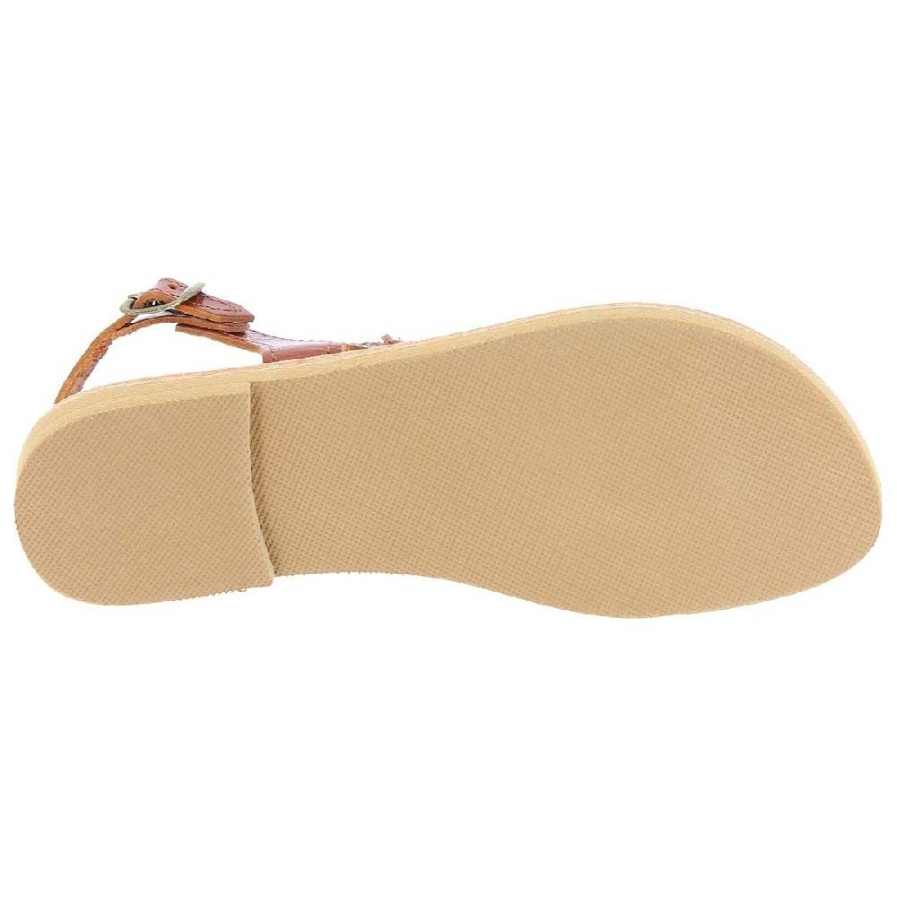 Lartigiano Del Cuoio Sandali infradito a goccia da donna fatti a mano in pelle di vitello marrone Economico