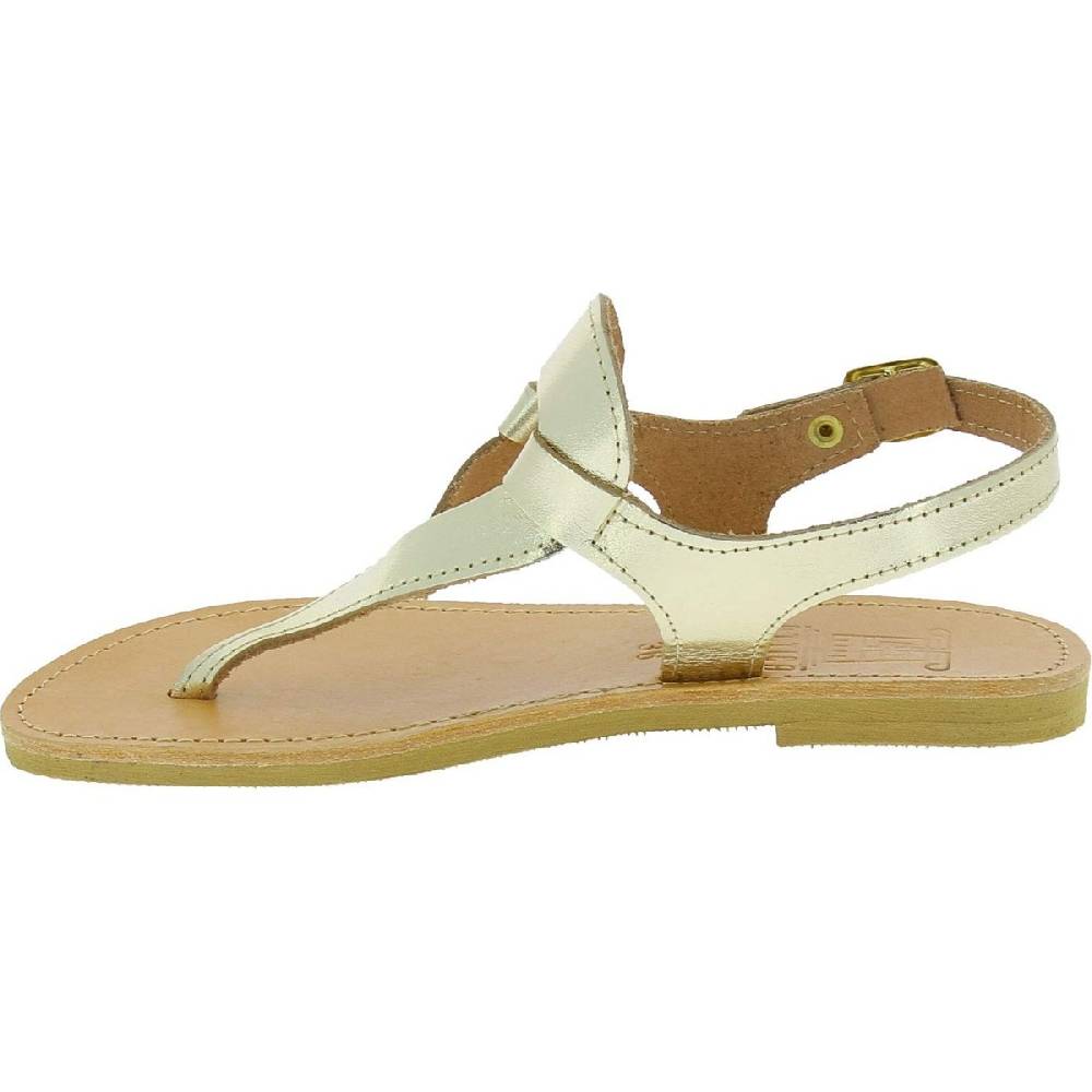 Lartigiano Del Cuoio Sandali infradito a goccia da donna fatti a mano in pelle di vitello laminata oro Outlet