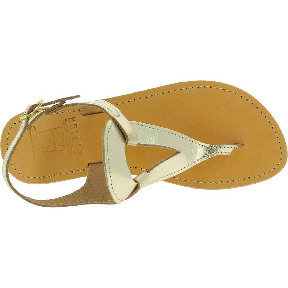 Lartigiano Del Cuoio Sandali infradito a goccia da donna fatti a mano in pelle di vitello laminata oro Outlet