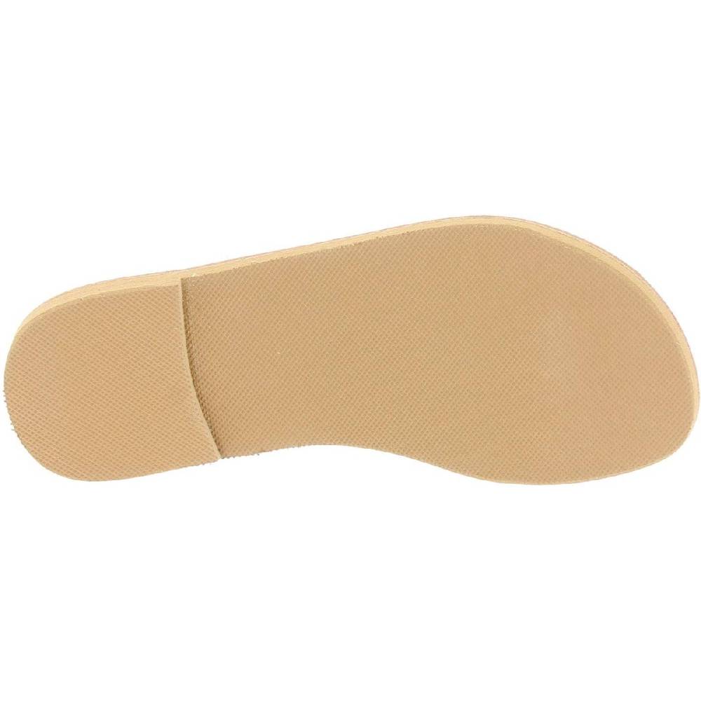 Lartigiano Del Cuoio Sandali infradito a cerchi da donna fatti a mano in pelle di vitello colore nude In Vendita
