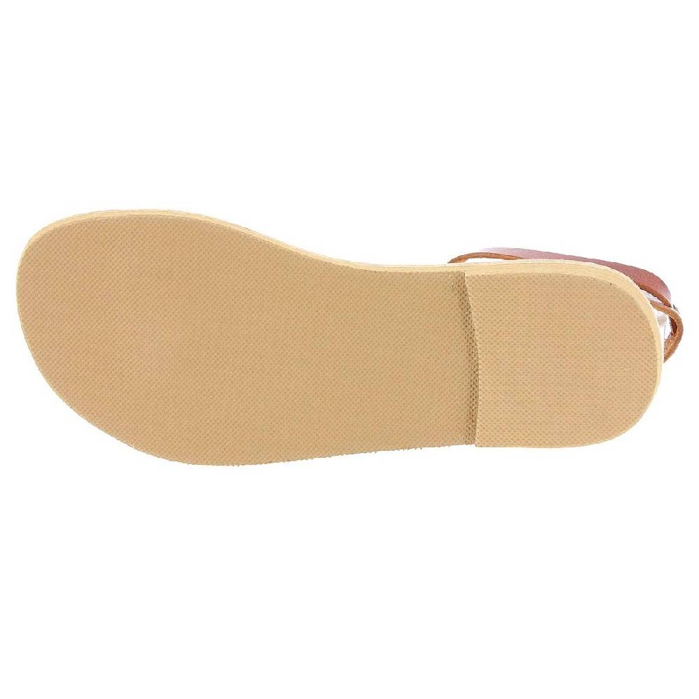 Lartigiano Del Cuoio Sandali infradito a cerchi da donna fatti a mano in pelle di vitello marrone Saldi