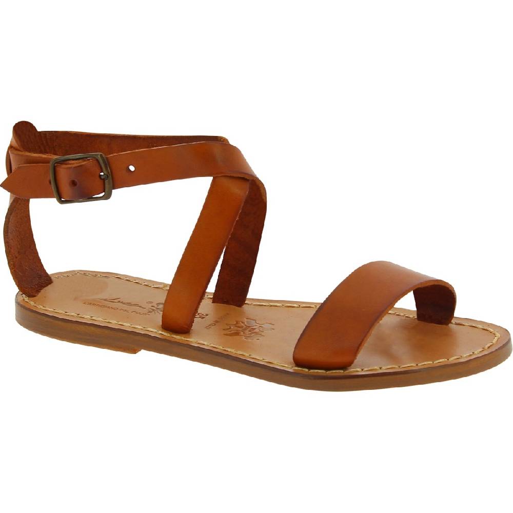 Lartigiano Del Cuoio Sandali donna in pelle color cuoio fatti a mano in Italia Hotsell