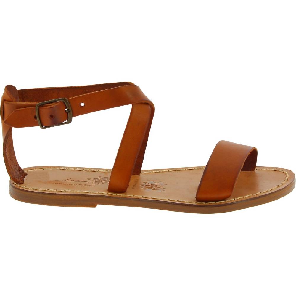 Lartigiano Del Cuoio Sandali donna in pelle color cuoio fatti a mano in Italia Hotsell