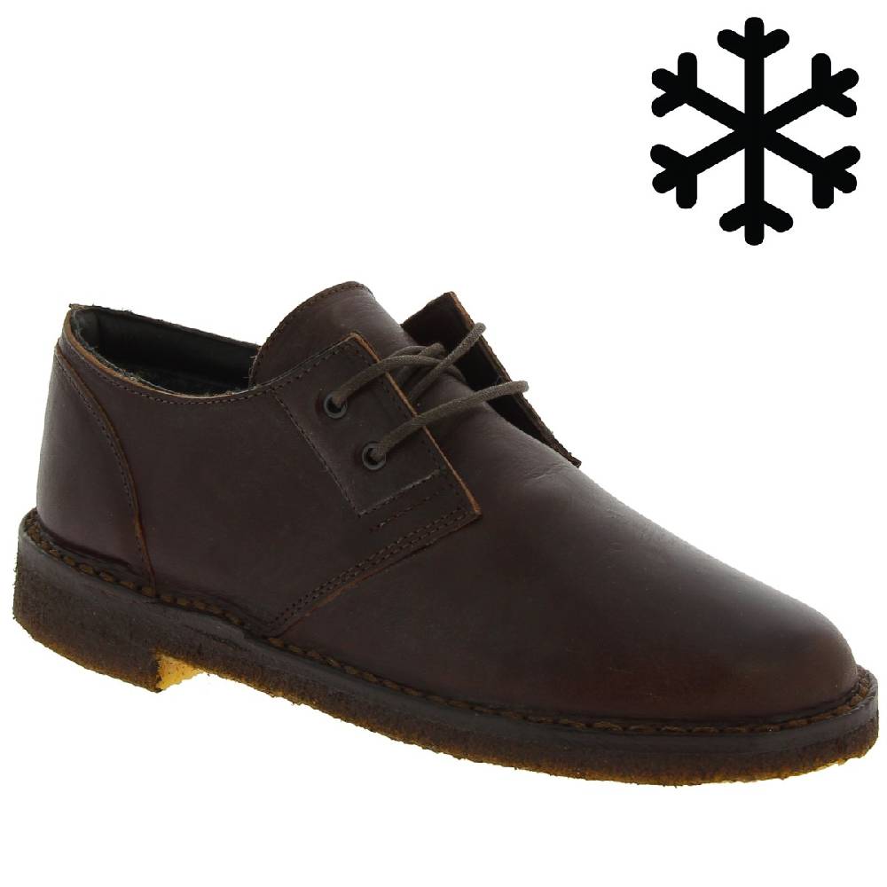 Lartigiano Del Cuoio Scarpe basse da donna in pelle marrone scuro con fodera invernale Moda