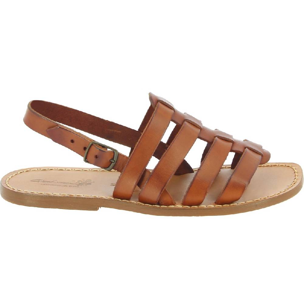 Lartigiano Del Cuoio Sandali da uomo a gabbia in pelle color cuoio Italia