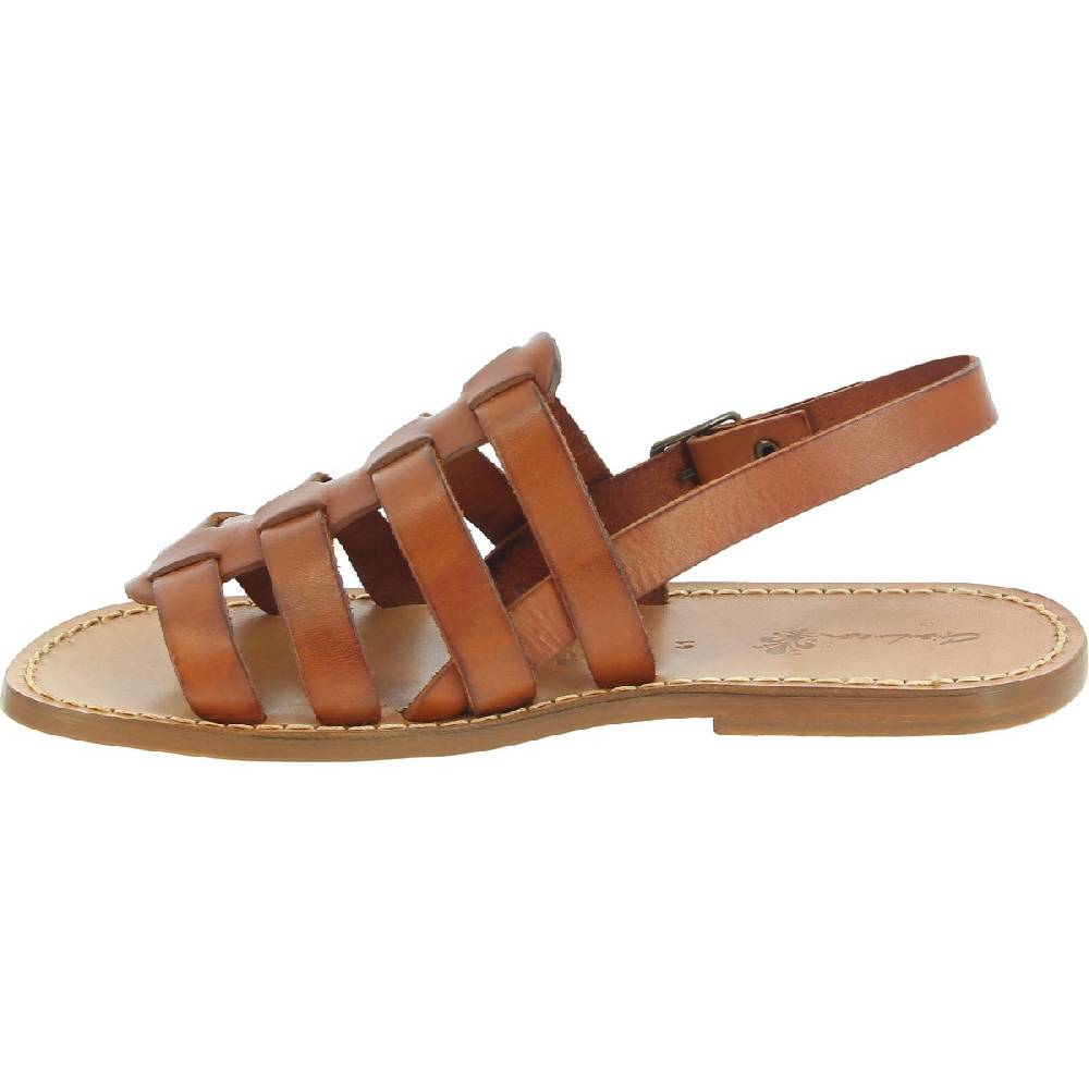 Lartigiano Del Cuoio Sandali da uomo a gabbia in pelle color cuoio Italia