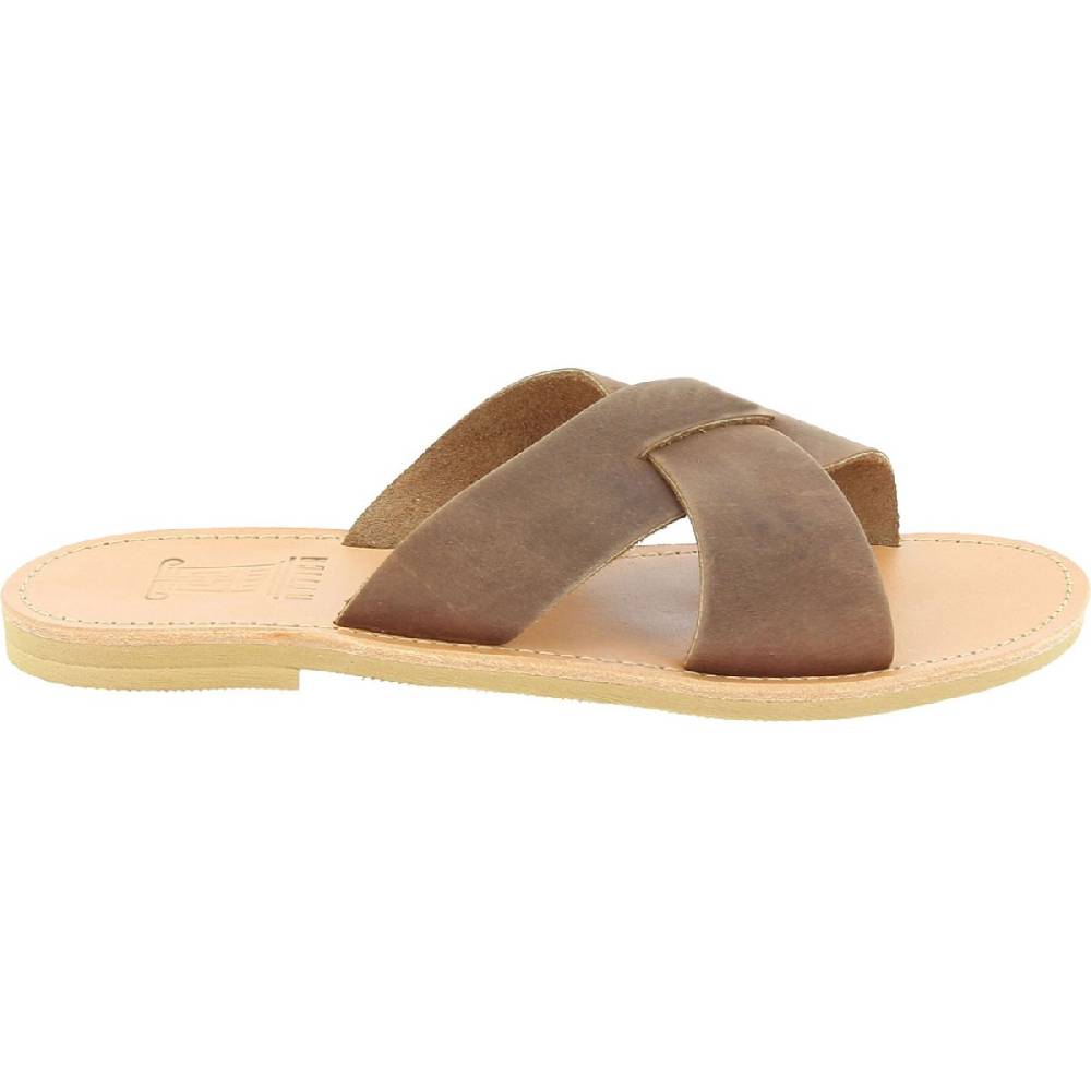 Lartigiano Del Cuoio Sandali ciabatte da uomo con fasce incrociate in pelle nubuk testa di moro 2025