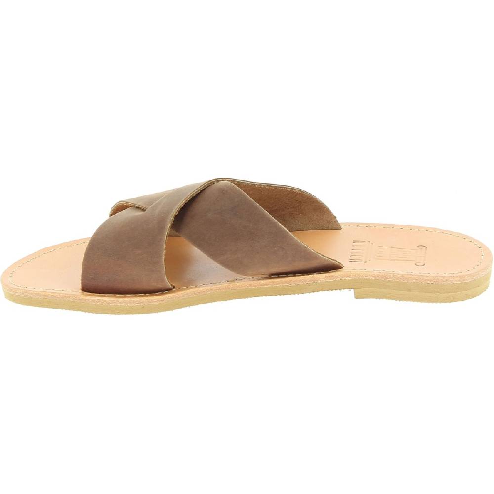 Lartigiano Del Cuoio Sandali ciabatte da uomo con fasce incrociate in pelle nubuk testa di moro 2025