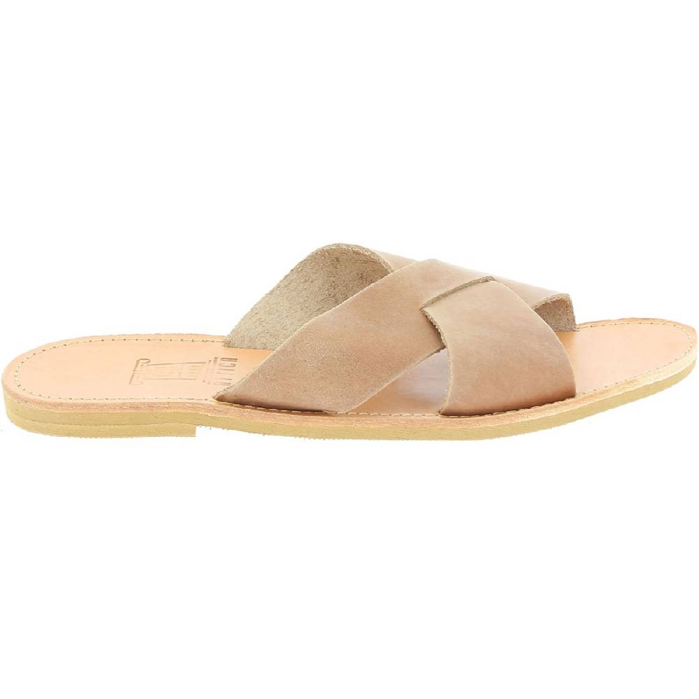 Lartigiano Del Cuoio Sandali uomo in nubuck marrone chiaro fatti a mano in Grecia Vendita