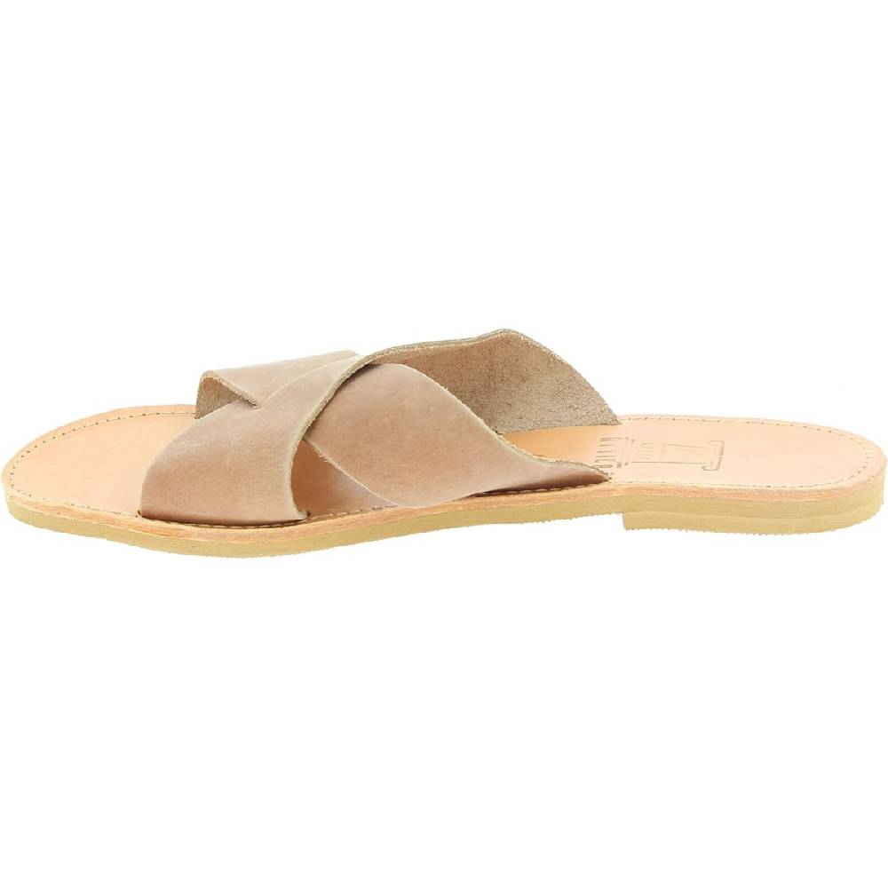Lartigiano Del Cuoio Sandali uomo in nubuck marrone chiaro fatti a mano in Grecia Vendita