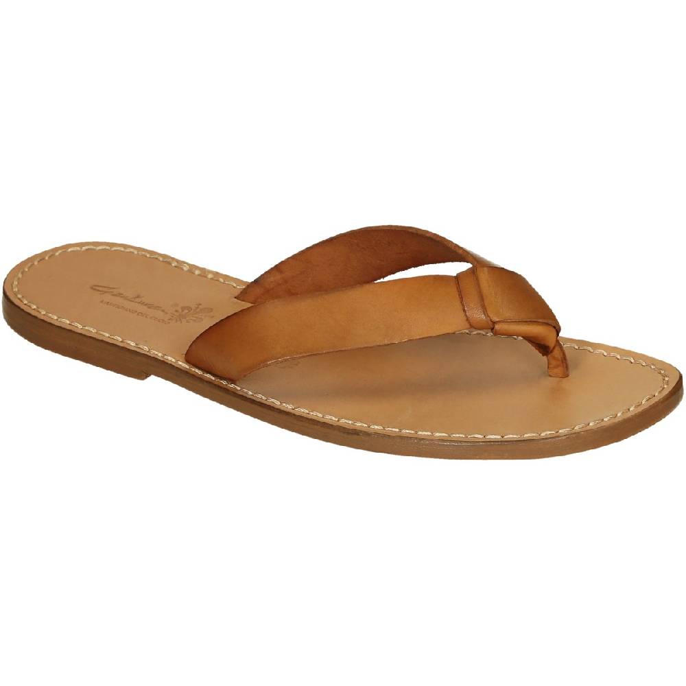 Lartigiano Del Cuoio Ciabatte infradito uomo in pelle color cuoio fatti a mano Promozione