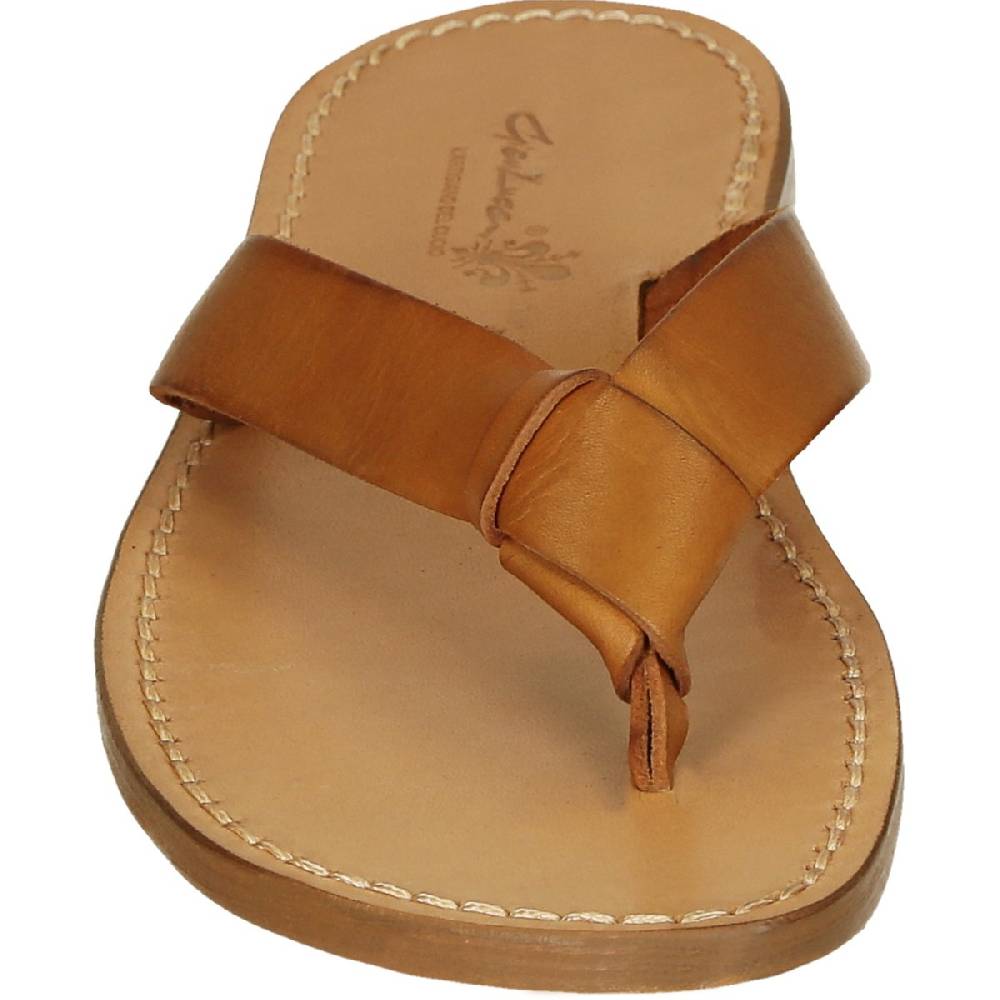Lartigiano Del Cuoio Ciabatte infradito uomo in pelle color cuoio fatti a mano Promozione