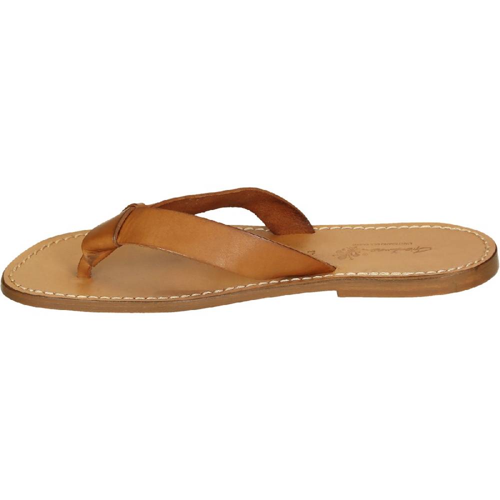 Lartigiano Del Cuoio Ciabatte infradito uomo in pelle color cuoio fatti a mano Promozione