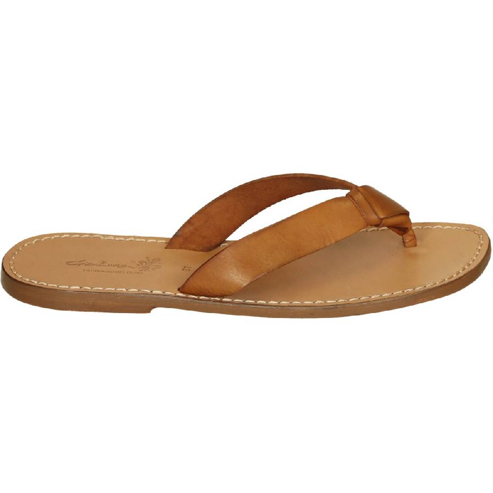 Lartigiano Del Cuoio Ciabatte infradito uomo in pelle color cuoio fatti a mano Promozione
