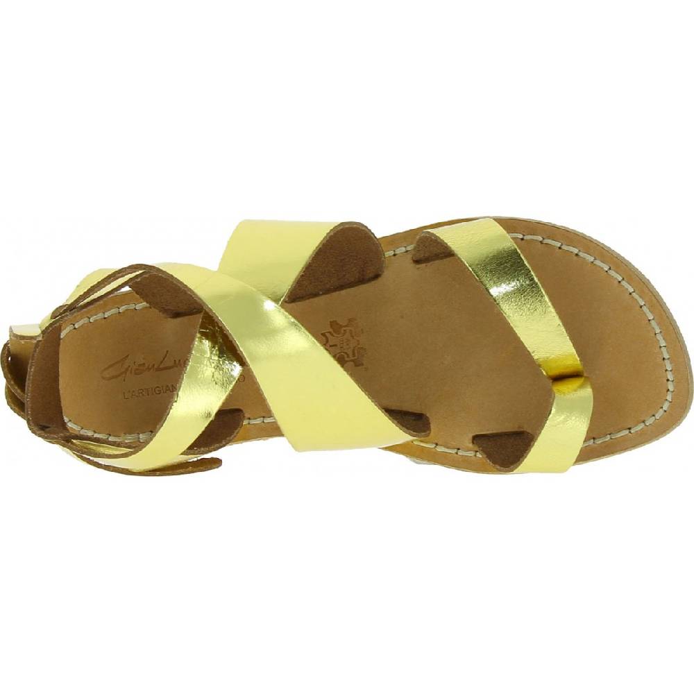 Lartigiano Del Cuoio Sandali donna fatti a mano in pelle laminata colore oro Sconto