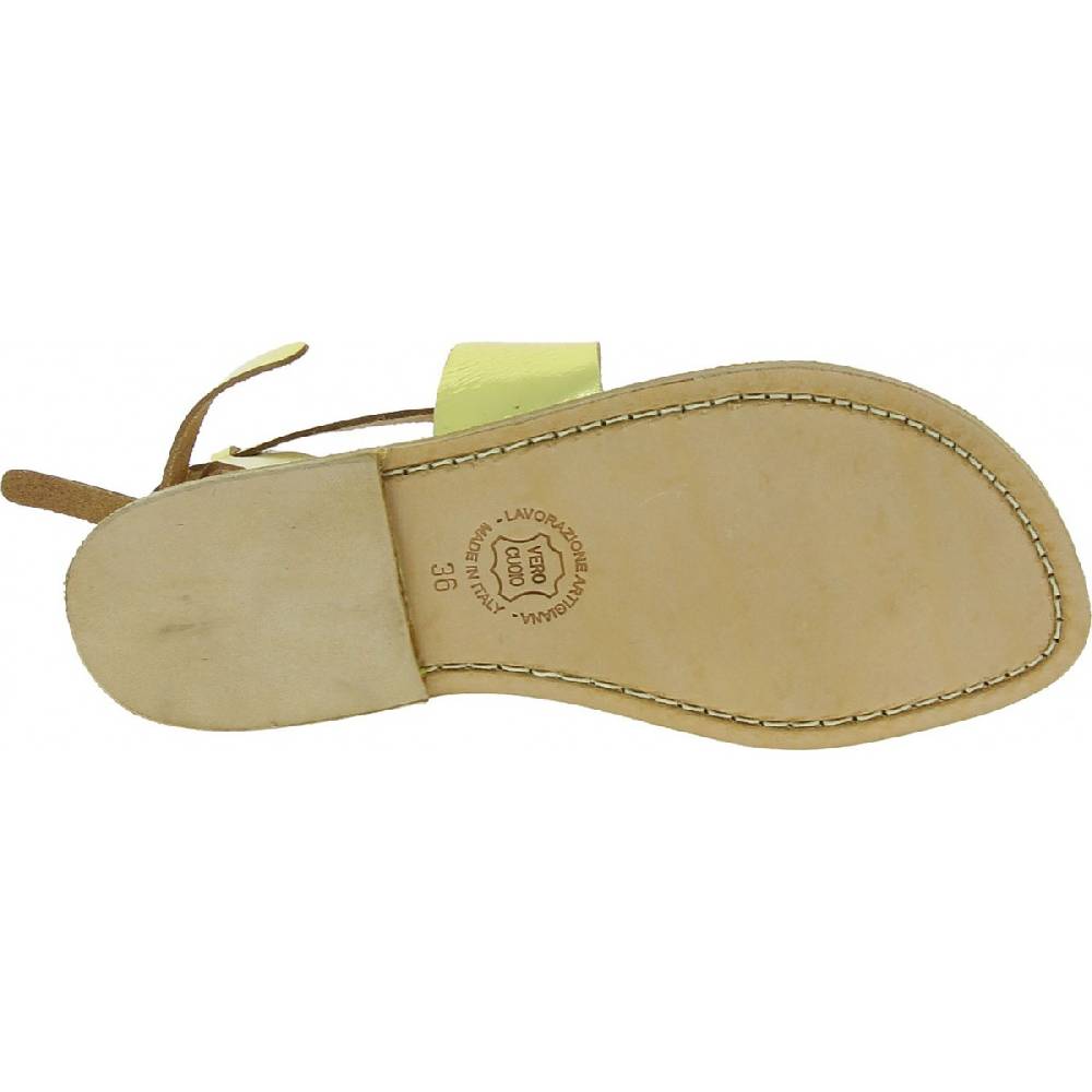 Lartigiano Del Cuoio Sandali donna fatti a mano in pelle laminata colore oro Sconto