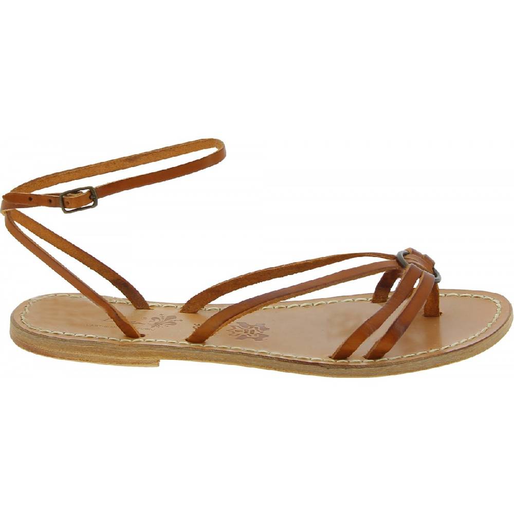 Lartigiano Del Cuoio Sandali infradito in pelle color cuoio da donna fatti a mano Super sconto