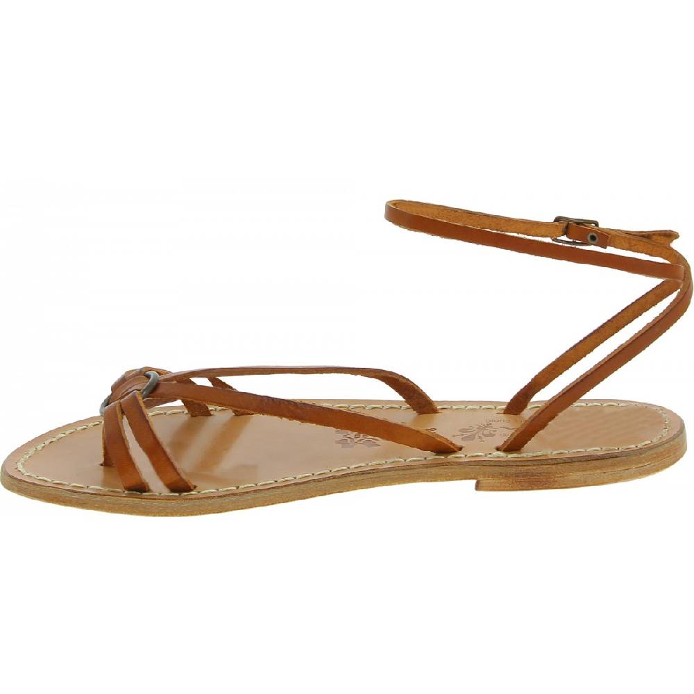 Lartigiano Del Cuoio Sandali infradito in pelle color cuoio da donna fatti a mano Super sconto
