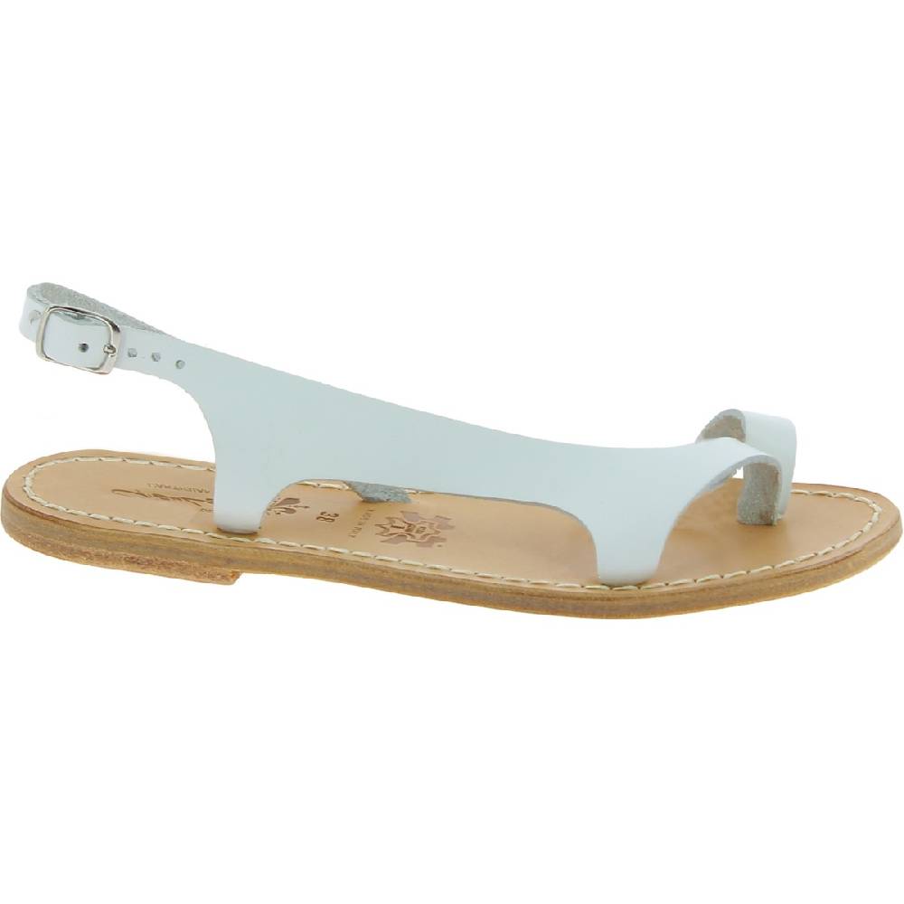 Lartigiano Del Cuoio Sandali infradito da donna in pelle bianca artigianali Officina