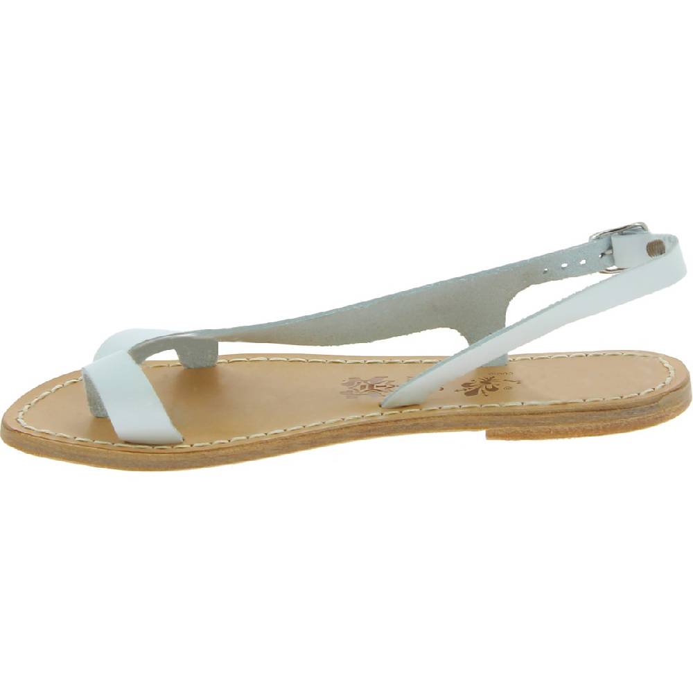 Lartigiano Del Cuoio Sandali infradito da donna in pelle bianca artigianali Officina