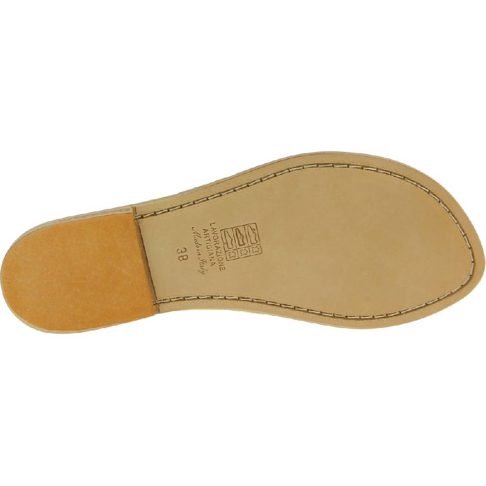 Lartigiano Del Cuoio Sandali infradito da donna in pelle bianca artigianali Officina