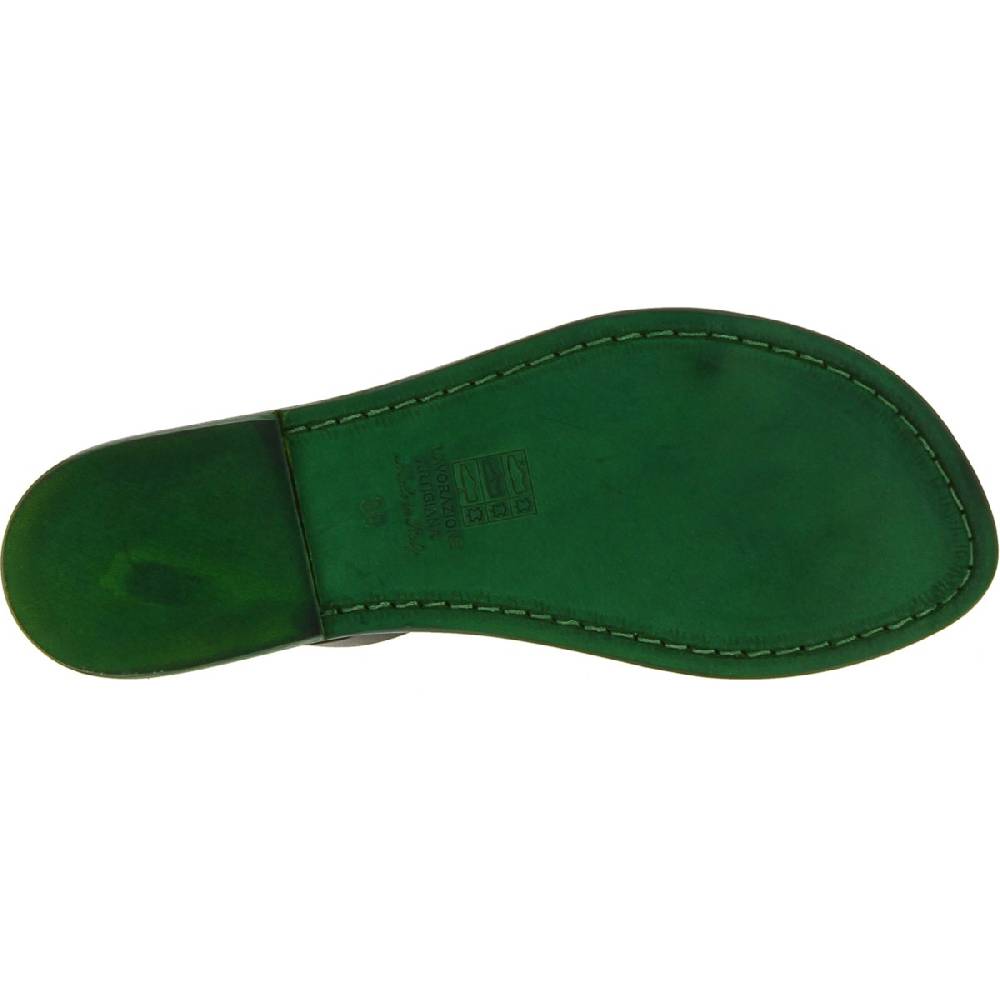 Lartigiano Del Cuoio Sandali infradito da donna artigianali in pelle verde Saldi