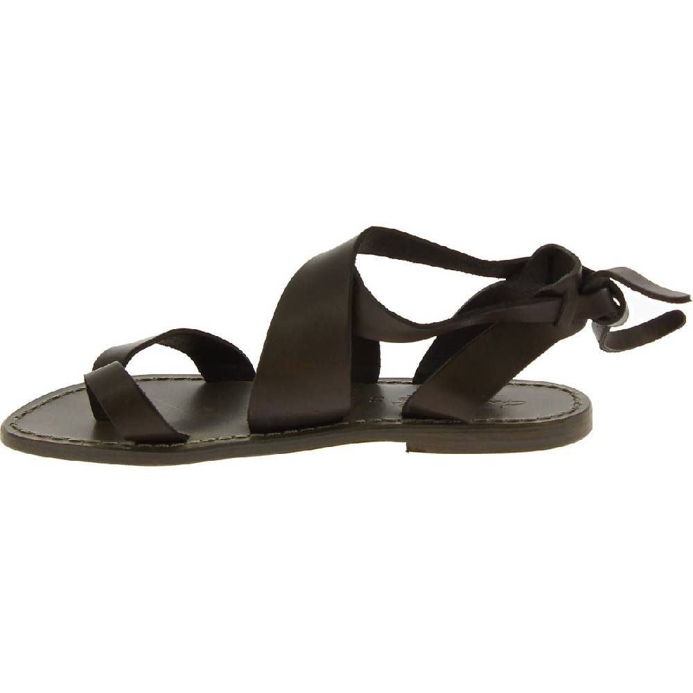 Lartigiano Del Cuoio Sandali donna in pelle color fango fatti a mano in Italia Vendita Calda