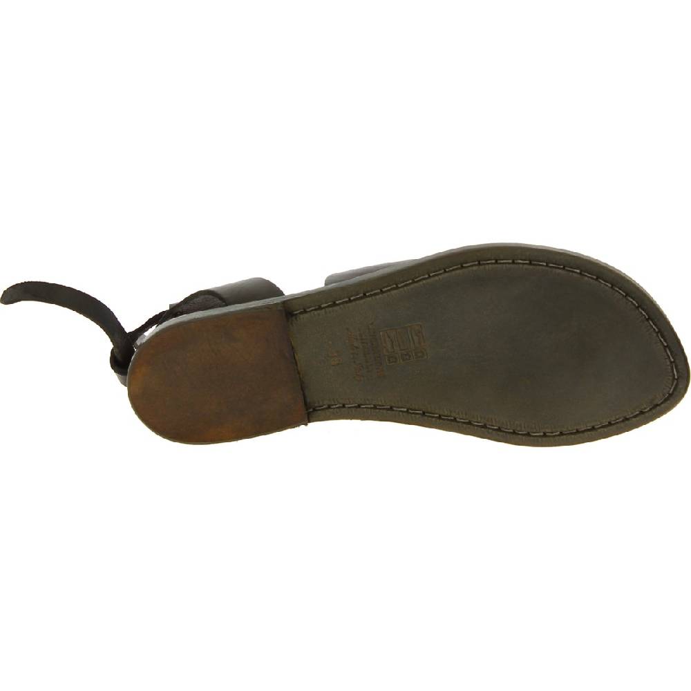 Lartigiano Del Cuoio Sandali donna in pelle color fango fatti a mano in Italia Vendita Calda