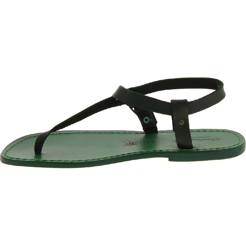 Lartigiano Del Cuoio Sandali infradito in pelle verde fatti a mano Vendite Flash