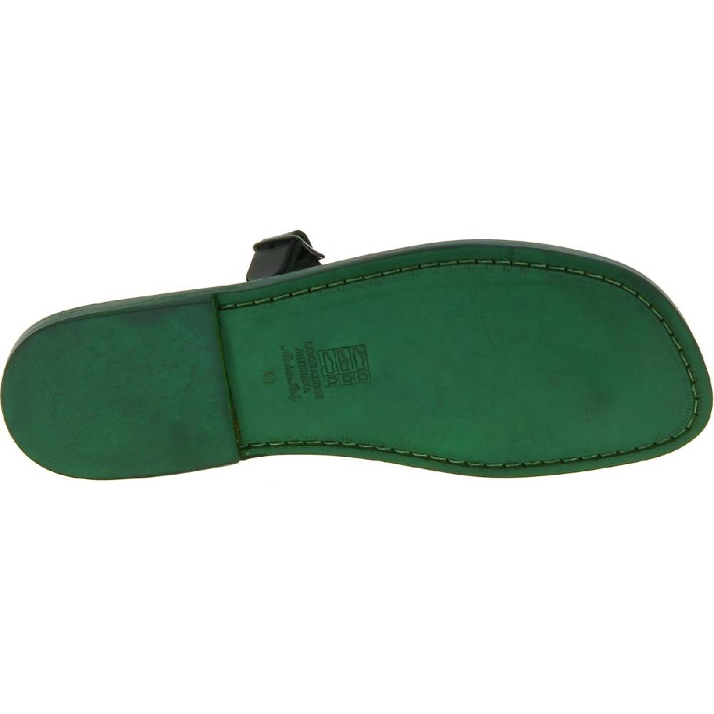 Lartigiano Del Cuoio Sandali infradito in pelle verde fatti a mano Vendite Flash
