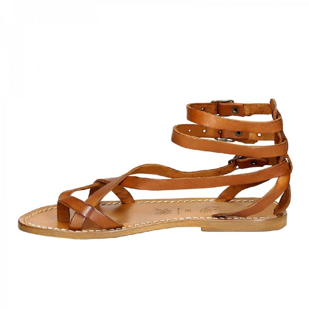 Lartigiano Del Cuoio Sandali gladiator donna fatti a mano in pelle colore cuoio antico Nuovo