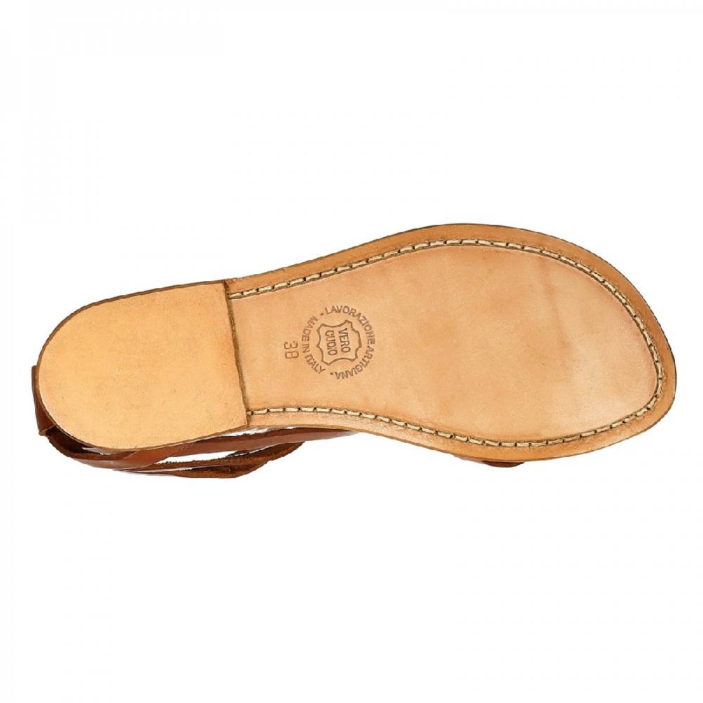 Lartigiano Del Cuoio Sandali gladiator donna fatti a mano in pelle colore cuoio antico Nuovo