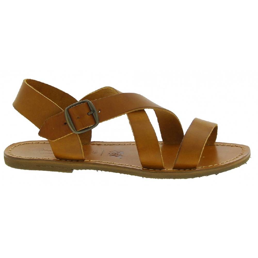 Lartigiano Del Cuoio Sandali alla francescana donna in pelle color cuoio artigianali Promozione