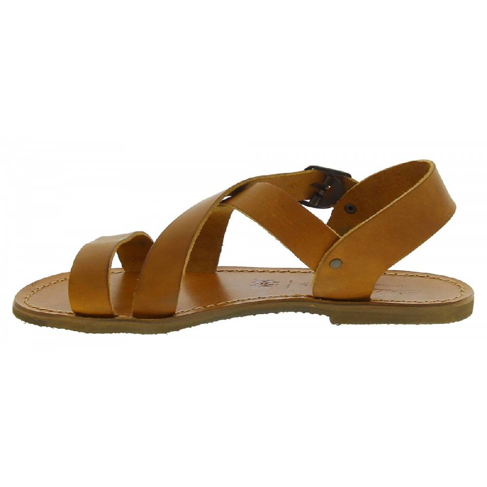 Lartigiano Del Cuoio Sandali alla francescana donna in pelle color cuoio artigianali Promozione