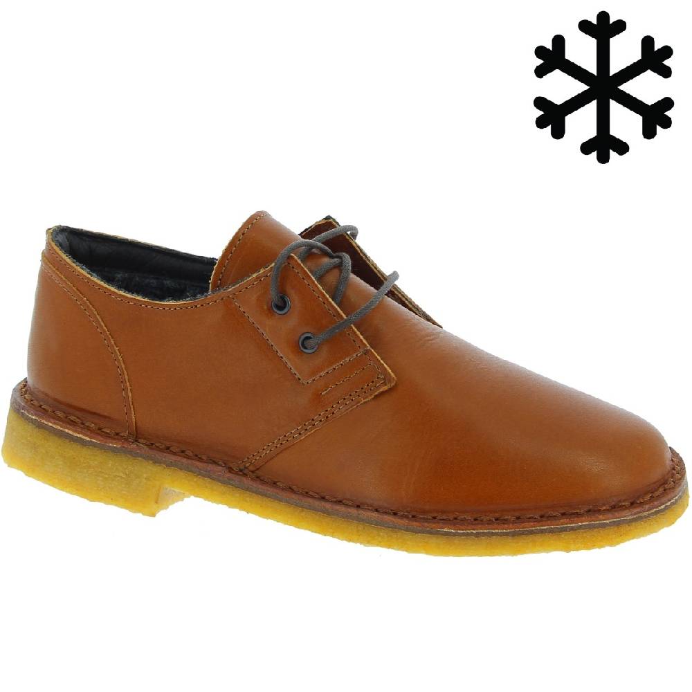 Lartigiano Del Cuoio Scarpe basse da donna in pelle marrone fodera invernale