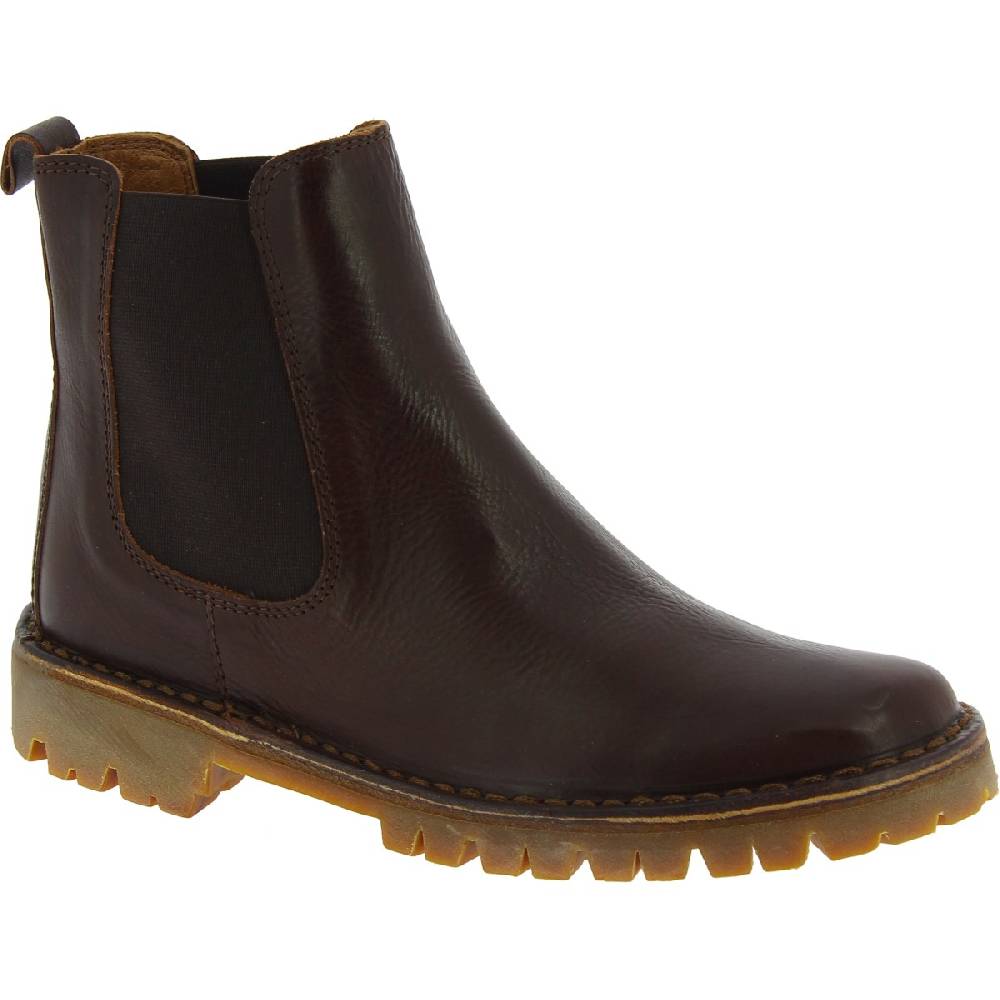 Lartigiano Del Cuoio Stivaletto beatles donna in pelle marrone scuro e suola Vibram