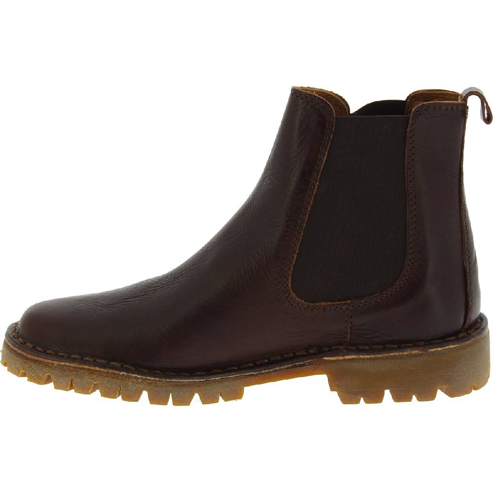 Lartigiano Del Cuoio Stivaletto beatles donna in pelle marrone scuro e suola Vibram Presa