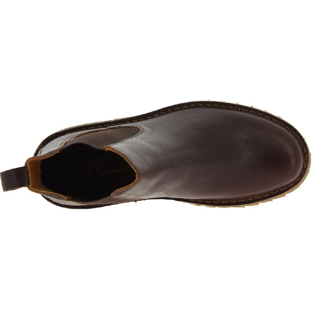 Lartigiano Del Cuoio Stivaletto beatles donna in pelle marrone scuro e suola Vibram Presa
