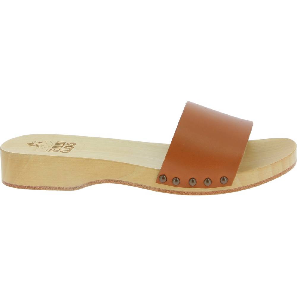 Lartigiano Del Cuoio Zoccoli in legno da uomo con fascia in pelle color cuoio Sconto