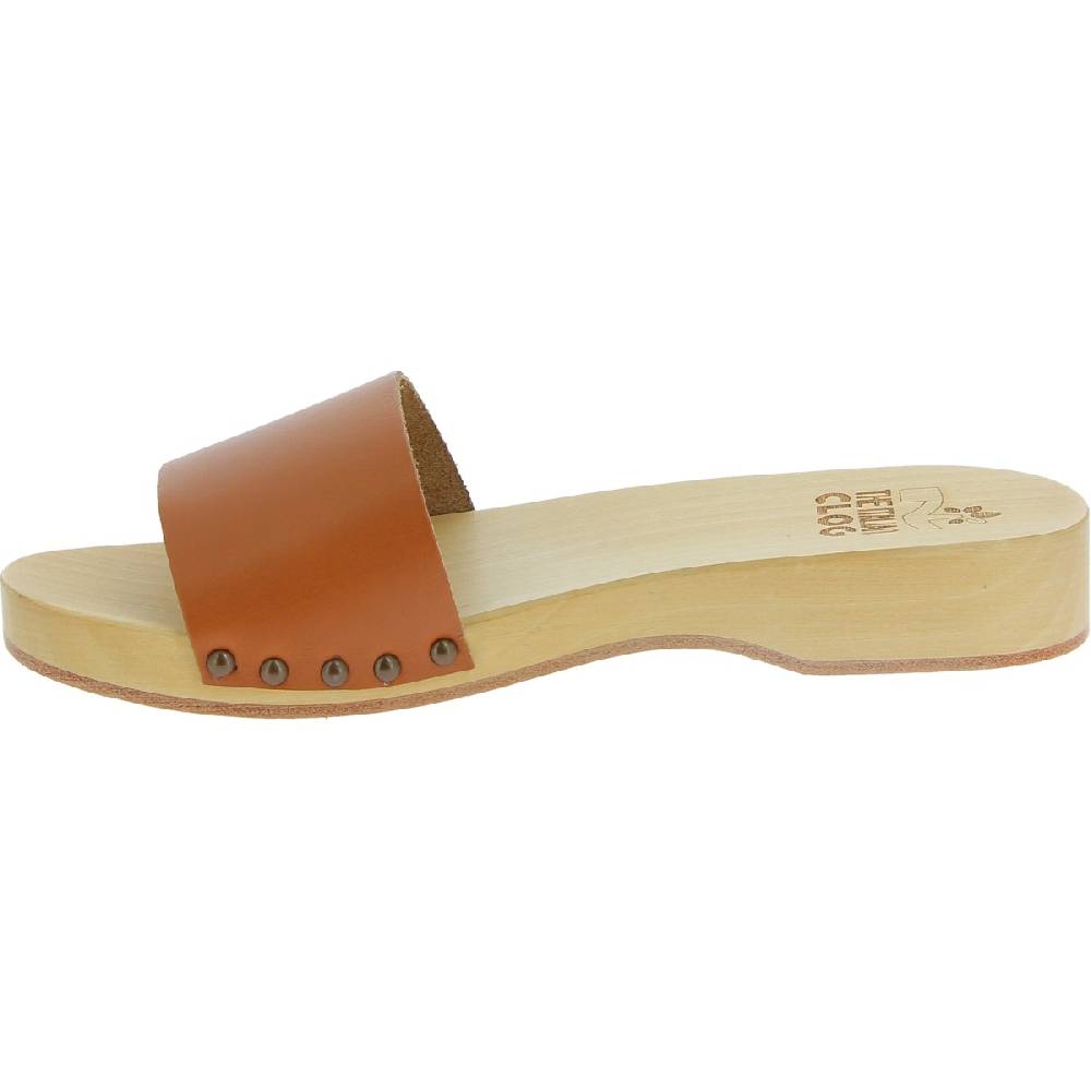 Lartigiano Del Cuoio Zoccoli in legno da uomo con fascia in pelle color cuoio Sconto
