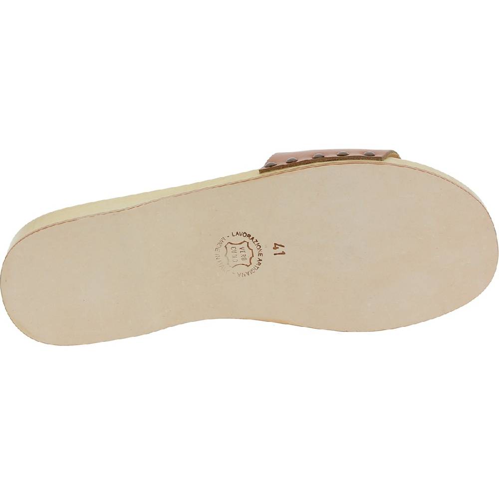 Lartigiano Del Cuoio Zoccoli in legno da uomo con fascia in pelle color cuoio Sconto