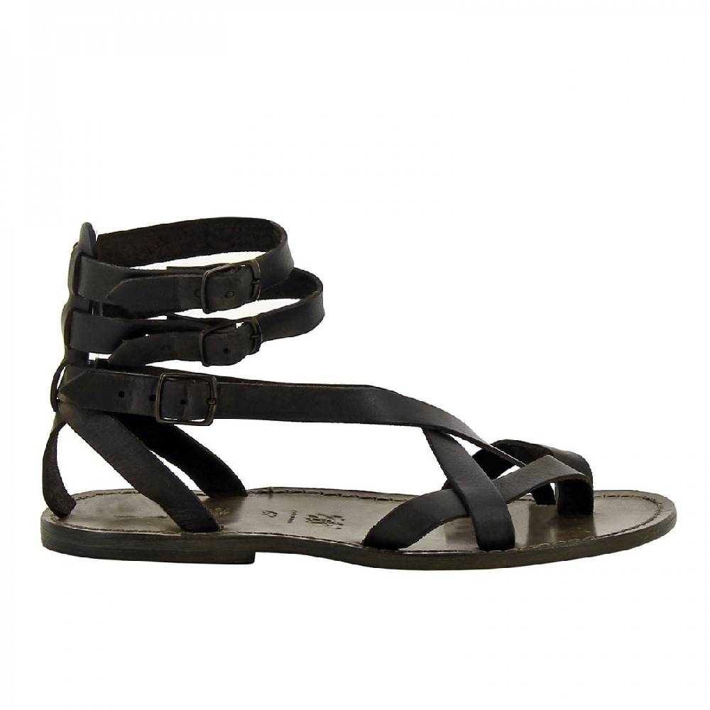 Lartigiano Del Cuoio Sandalo gladiatore uomo in pelle nero In Saldo