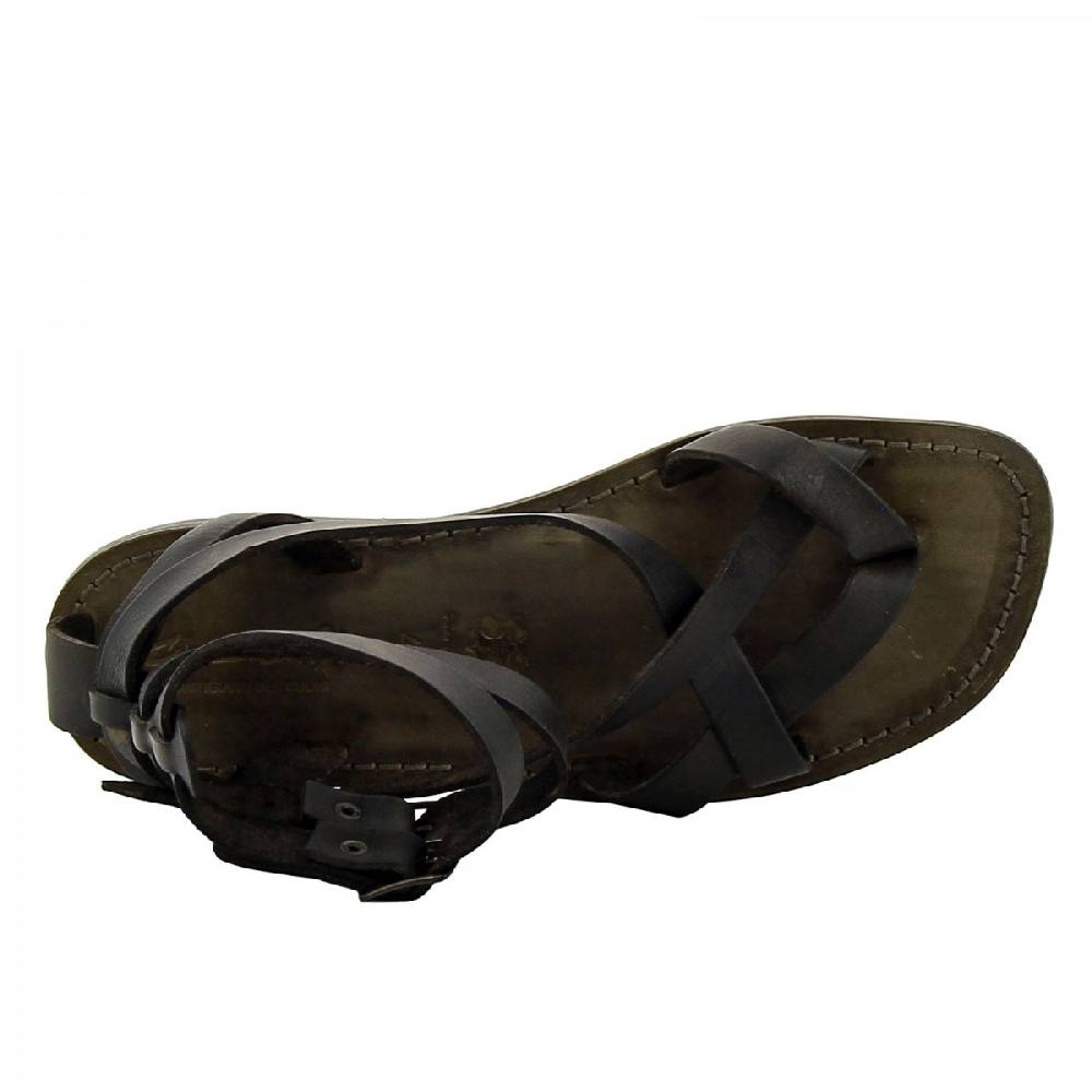 Lartigiano Del Cuoio Sandalo gladiatore uomo in pelle nero In Saldo
