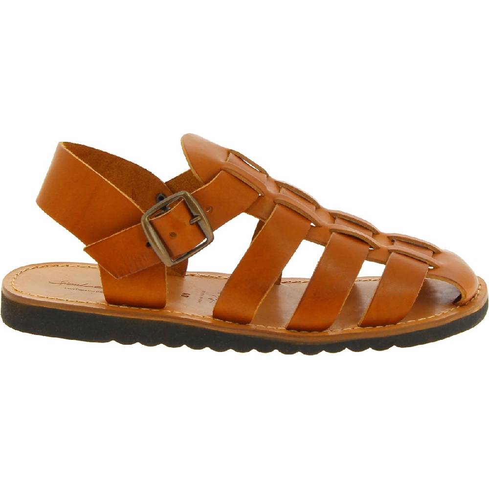 Lartigiano Del Cuoio Sandali frate uomo in pelle color cuoio fatti a mano Saldi Di Fabbrica