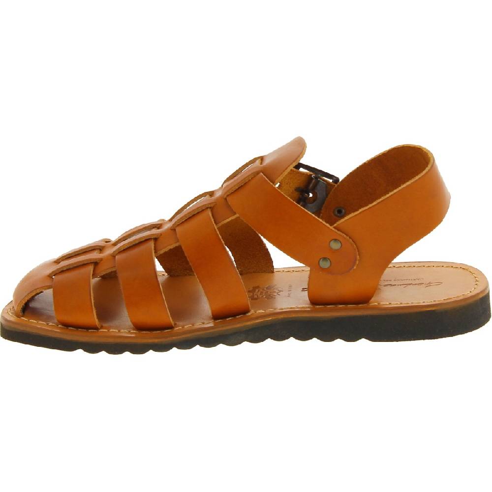 Lartigiano Del Cuoio Sandali frate uomo in pelle color cuoio fatti a mano Saldi Di Fabbrica