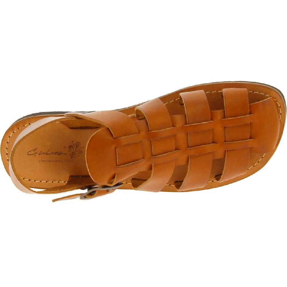 Lartigiano Del Cuoio Sandali frate uomo in pelle color cuoio fatti a mano Saldi Di Fabbrica