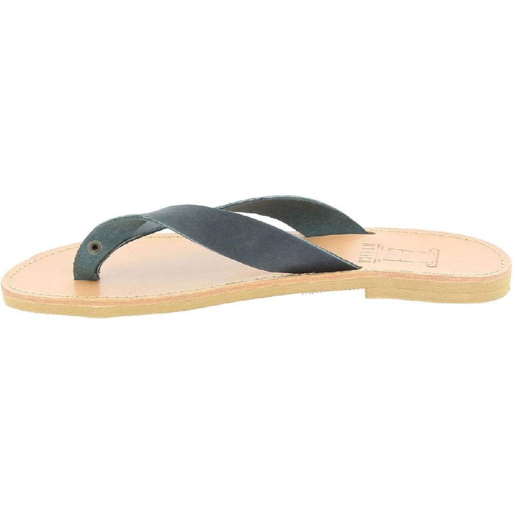 Lartigiano Del Cuoio Sandali infradito slip-on da uomo in pelle nabuk nera fatti a mano I Più Venduti