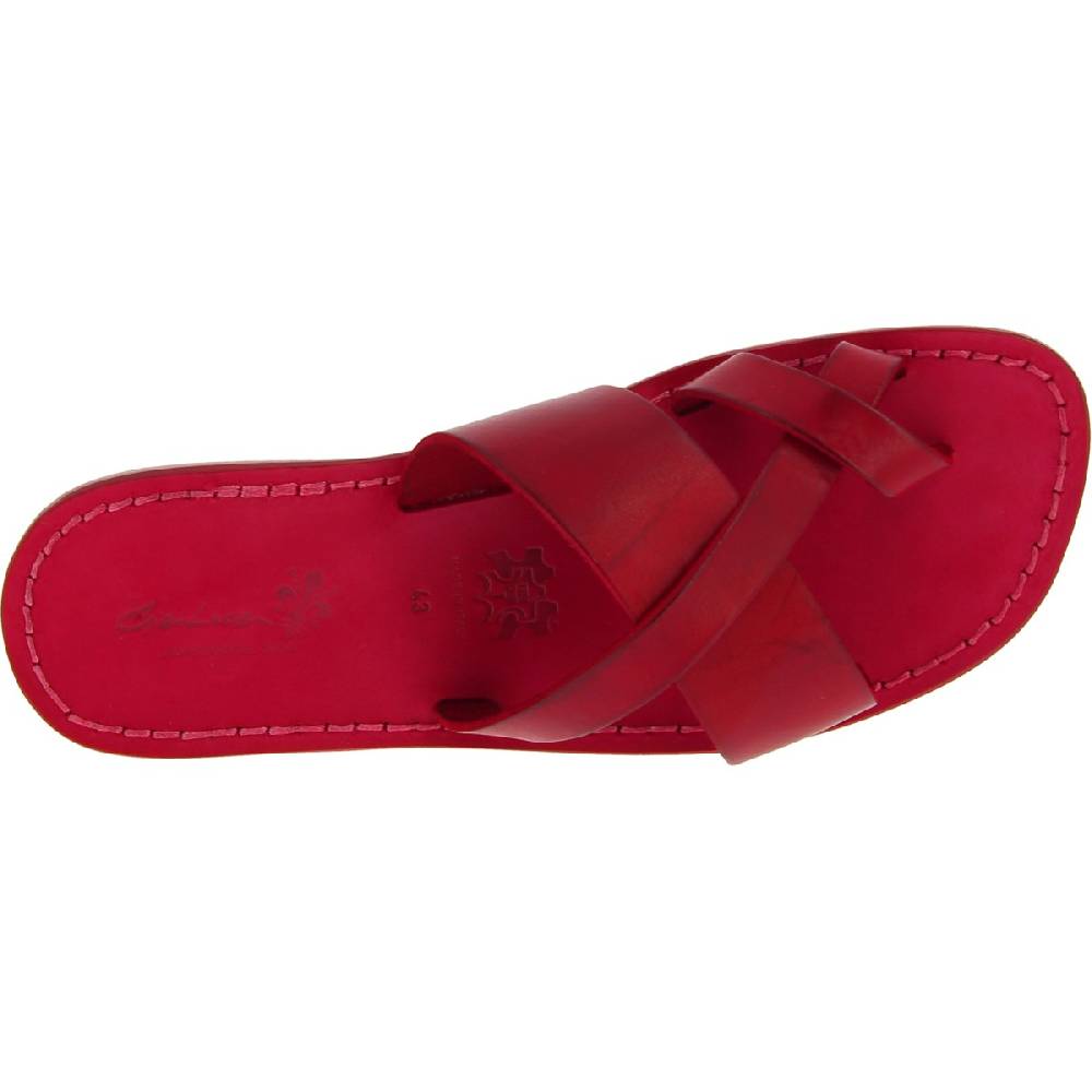 Lartigiano Del Cuoio Infradito in pelle rossa intrecciata sull'alluce e suola in cuoio Moda